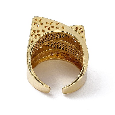 Black Cubic Zirconia Ski Slope Open Cuff Ring RJEW-M144-13G-1