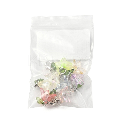 8Pcs 8 Colors Flower Acrylic Pendant Decorations HJEW-FS00034-01-1