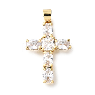 Brass Cubic Zirconia Pendant ZIRC-C021-33G-1
