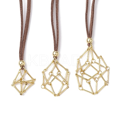3Pcs 3 Style Crystal Holder Cage Necklace NJEW-JN04586-1