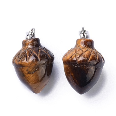 Natural Tiger Eye Pendants G-G842-01D-1