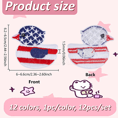 12Pcs 12 Colors Duck Polyester Computerized Embroidery Cloth Iron on/Sew on Patches DIY-WH0890-26-1