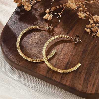 304 Stainless Steel Twist C-Shaped Stud Earrings EJEW-R017-03G-03-1