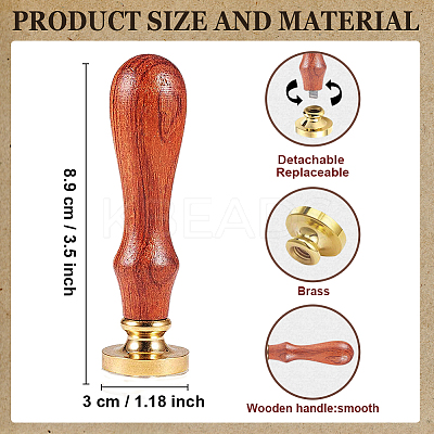 Brass Wax Seal Stamp with Handle AJEW-WH0184-1149-1