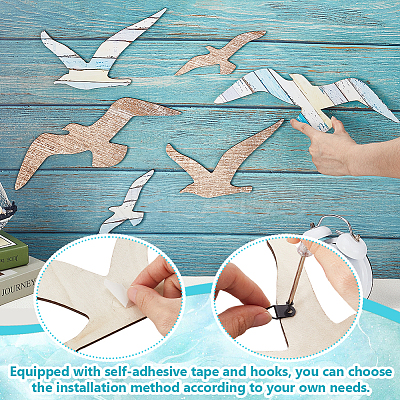 2 Bags 2 Colors Wooden Bird Wall Decorations AJEW-GA0008-94-1