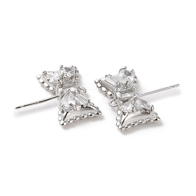 Brass with Clear Cubic Zirconia Stud Earring Findings KK-G491-56P-1