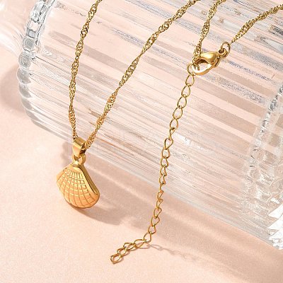 Summer Beach 304 Stainless Steel Pendant Rope Chain Necklaces for Women LS-STAS-Z108-01G-02-1