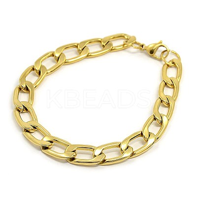 304 Stainless Steel Curb Chain/Twisted Chain Bracelets X-STAS-A028-B104G-1