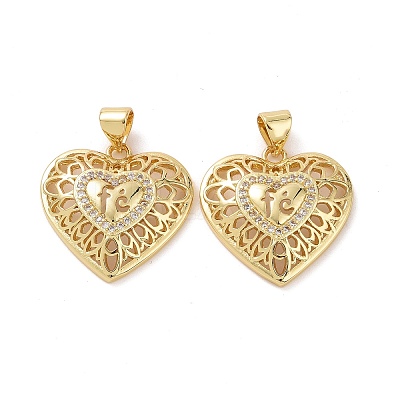 Brass Cubic Zirconia Pendants KK-G453-18G-1