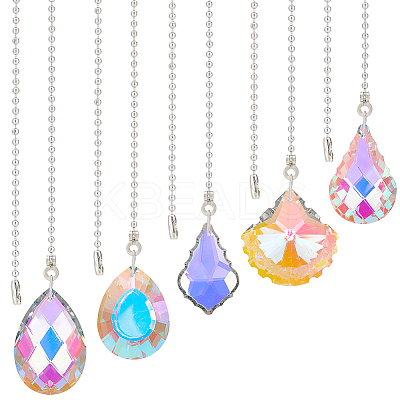 Teardrop Glass Ceiling Fan Pull Chain Extenders AJEW-BC00010-1