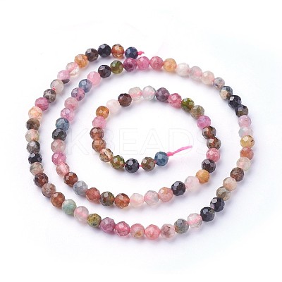 Natural Multicolor Tourmaline Beads Strands G-F619-20B-4mm-1