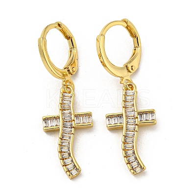 Real 18K Gold Plated Brass Dangle Leverback Earrings EJEW-A033-02G-03-1