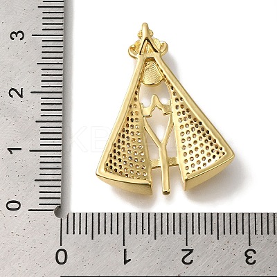 Rack Plating Brass Micro Pave Clear Cubic Zirconia Pendants KK-U019-23G-1