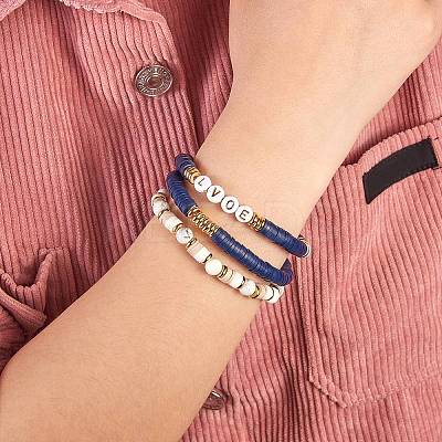Love Beads Stacking Stretch Bracelets Set for Women BJEW-SZ0001-93-1