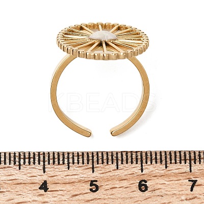Hollow Oval with Heart 304 Stainless Steel Open Cuff Rings for Women RJEW-A091-17G-1