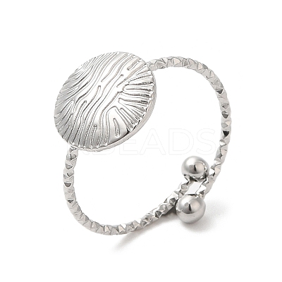 Non-Tarnish 304 Stainless Steel Flat Round Open Cuff Ring for Women RJEW-M149-14P-1