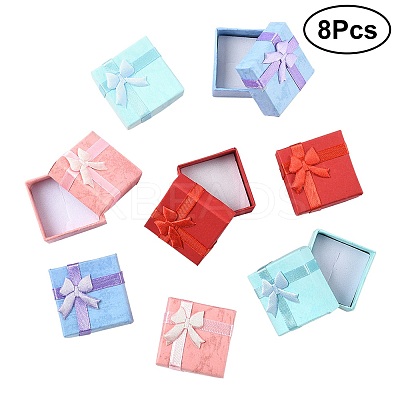 8Pcs 4 Colors Valentines Day Presents Packages Cardboard Ring Boxes CBOX-FS0001-07-1
