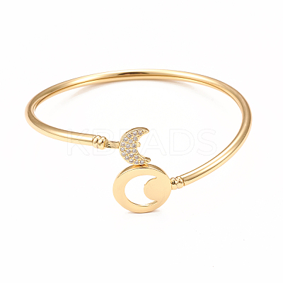 Rack Plating Brass Micro Pave Cubic Zirconia Bangles BJEW-E071-19G-02-1
