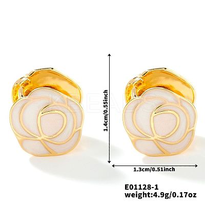 Vintage Brass Enamel Mountain Camellia Hoop Earrings AP2045-1-1