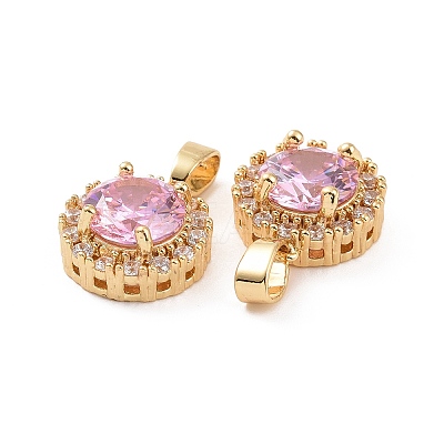 Brass Micro Pave Cubic Zirconia Charms KK-E068-VC423-1