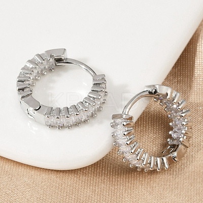 Brass Micro Pave Cubic Zirconia Hoop Earrings EJEW-M082-11P-1