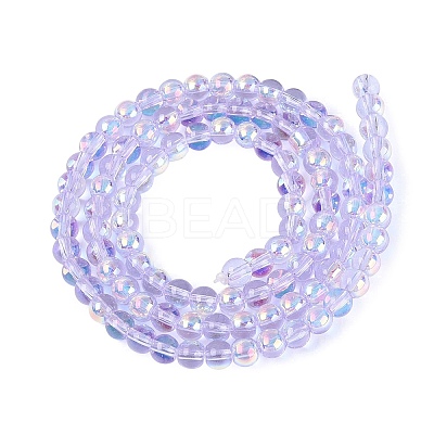 Electroplate Transparent Glass Beads Strands EGLA-Q132-4MM-A03-1
