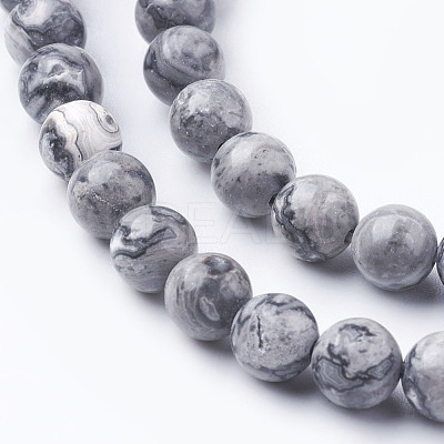 Natural Map Stone/Picasso Stone/Picasso Jasper Beads Strands G-G047-6mm-1