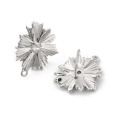 Brass Micro Pave Cubic Zirconia Stud Earring Findings KK-K371-39P-1