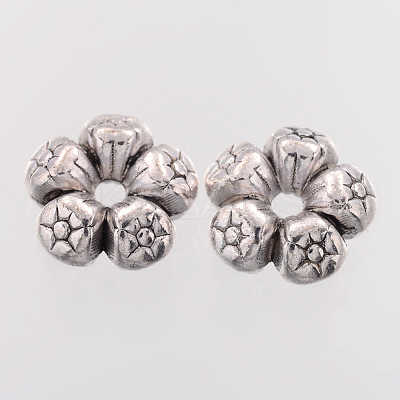 Heart Tibetan Style Charms Tibetan Silver Spacers Beads X-AC0752-NF-1
