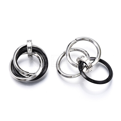 Ion Plating(IP) 201 Stainless Steel Interlocking Ring Pendants STAS-N099-01B-1