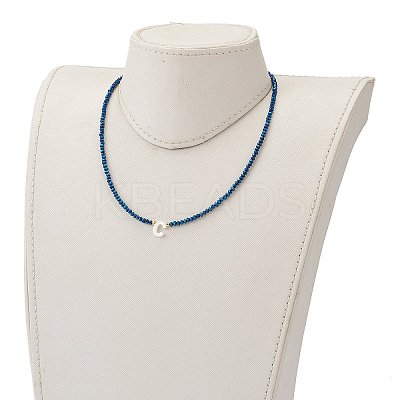 (Jewelry Parties Factory Sale)Natural Shell Letter Pendant Necklaces NJEW-JN03304-03-1