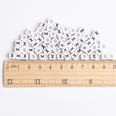 Acrylic Horizontal Hole Letter Beads PL37C9308-X-1