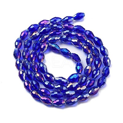 Transparent Electroplate Glass Beads Strands EGLA-A037-T6x8mm-B03-1
