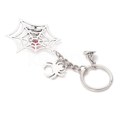 Tibetan Style Alloy Big Pendants with Iron Keychain Ring and Natural & Dyed Malaysia Jade Bead  Keychains KEYC-JKC01238-1
