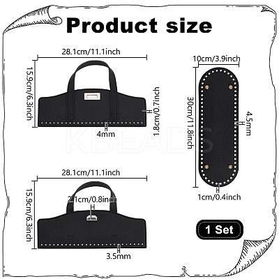1Pc PU Leather Oval Bottom and 1Pc Crochet Bag Handles DIY-PH0032-53-1