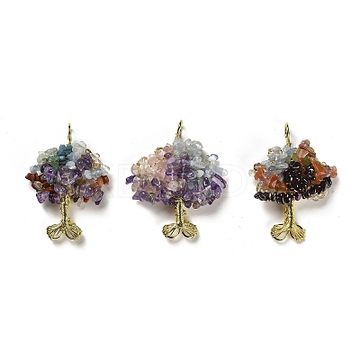 Natural Mixed Gemstone Chip Big Pendants G-F763-06G-1