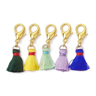 5Pcs 5 Colors Nylon Thread Tassel Pendant Decorations HJEW-JM01431-S-1