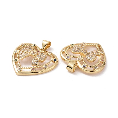 Brass Cubic Zirconia Pendants KK-G453-05G-1