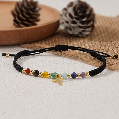 Brass Cross Charm Braided Bracelets WW9232-1