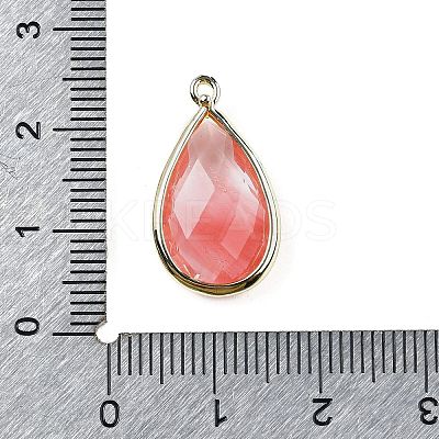 Synthetic Dyed Cherry Quartz Glass Glass Faceted Pendants G-M431-17G-03-1
