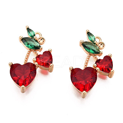 Brass Dark Red & Green Cubic Zirconia Pendants X-ZIRC-Q021-018G-NF-1
