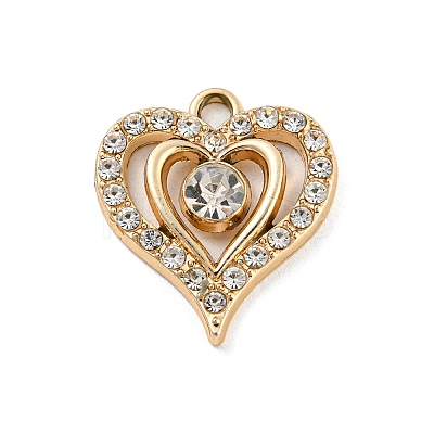 UV Plating Alloy Rhinestone Pendants PALLOY-D026-22G-1