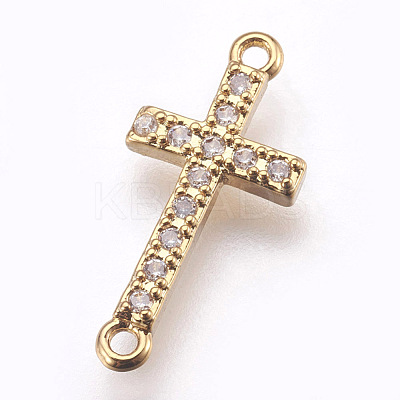 Brass Micro Pave Cubic Zirconia Links ZIRC-E152-43G-RS-1