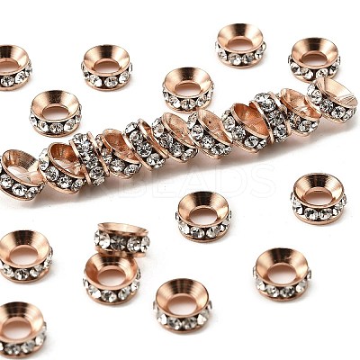 Brass Rhinestone Spacer Beads X-RB-A020-7mm-01RG-1