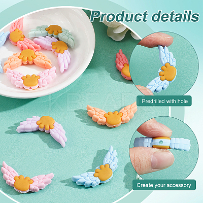 Wing Food Grade Eco-Friendly Silicone Focal Beads SIL-NB0001-43-1