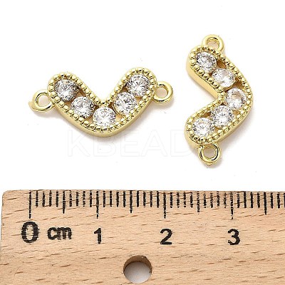 Brass Pave Clear Cubic Zirconia Heart Connector Charms KK-M324-11G-1