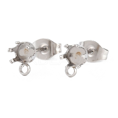 304 Stainless Steel Flat Round Stud Earring Findings STAS-D389-04C-P-1