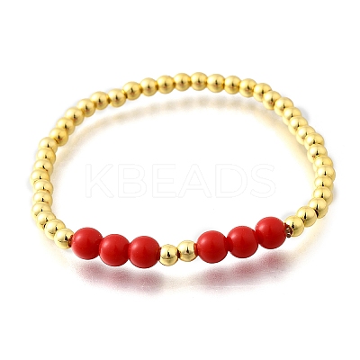 ABS Imitation Pearl Round Beads Stretch Bracelets for Women BJEW-D317-12B-G-1