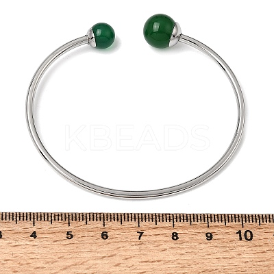304 Stainless Steel & Nautral Gemstone Torque Bangles BJEW-H644-10P-1