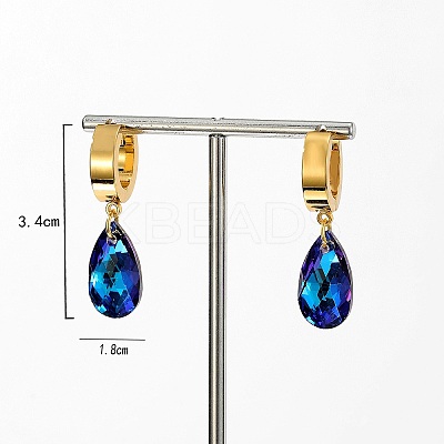 Cubic Zirconia Teardrop Dangle Hoop Earrings HL3316-1-1